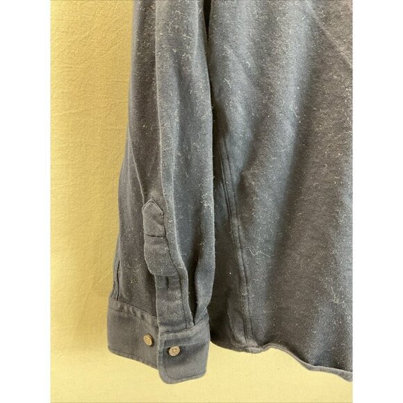 J McLaughlin size L Navy Long Sleeve Jersey Knit Button Up Blouse Shirt Career - Picture 3 of 9